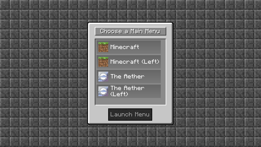 Menu Selection - The Aether
