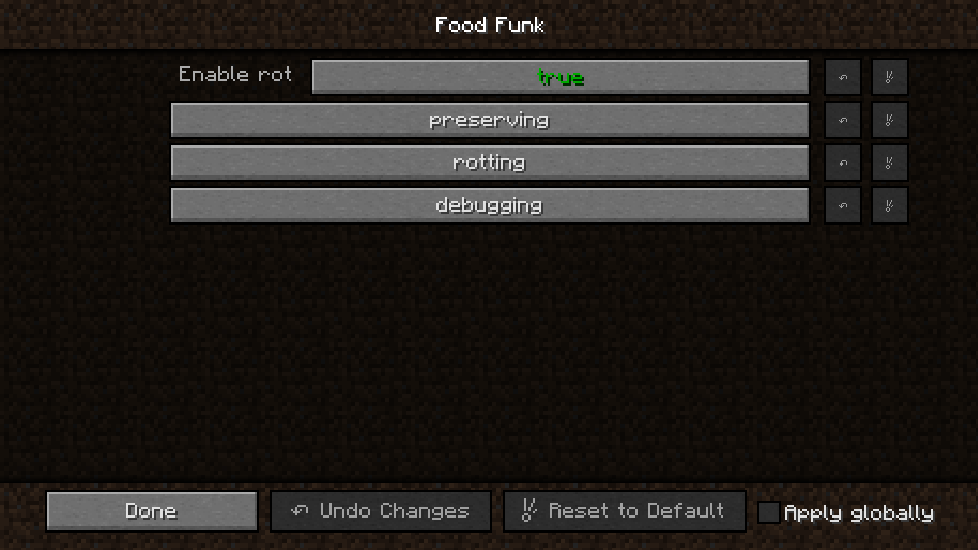 Config menu