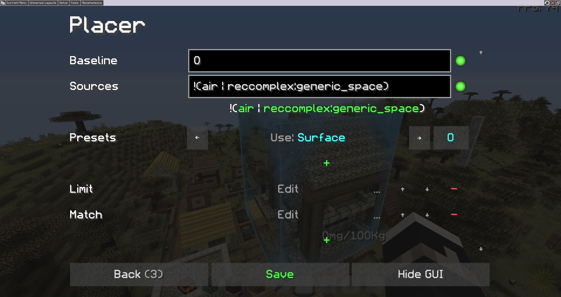 Placer window