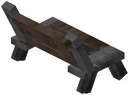 Park Bench No Handrail Raw Dark Oak Wood